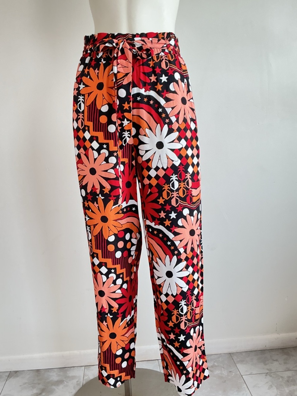 FARM Rio for Anthropologie Daisy Wide-Leg Printed Paperbag Waist Pants S - Picture 4 of 8